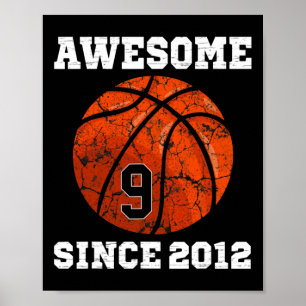 Affiche 9e anniversaire Basketball Lover cadeau 9 ans Vin