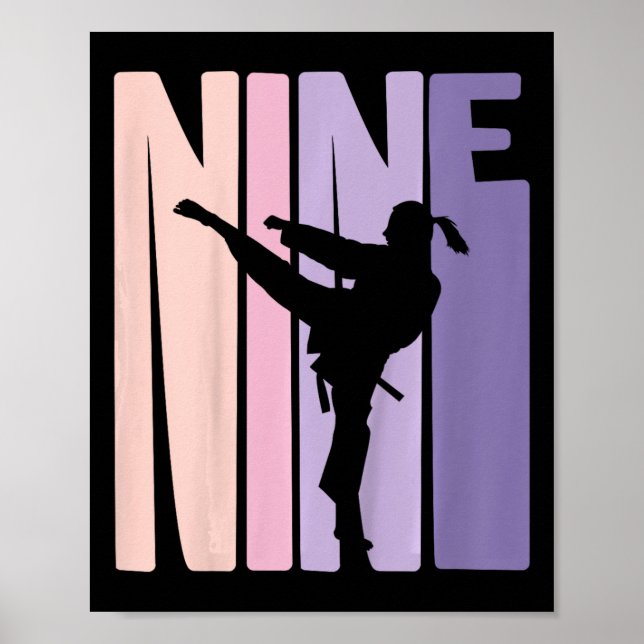 Affiche 9e anniversaire Cadeau Karate Retro Taekwondo Mart (Devant)