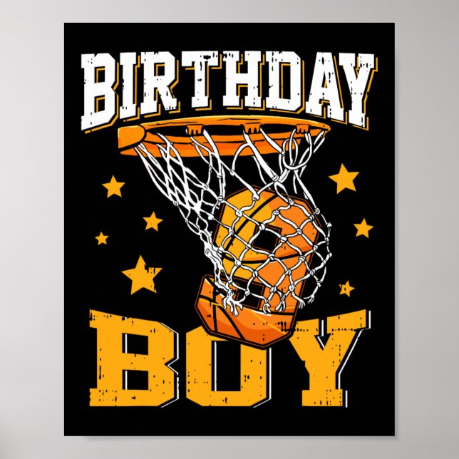 Affiche 9e anniversaire de basket-ball garçon 9 ans de bas (Devant)