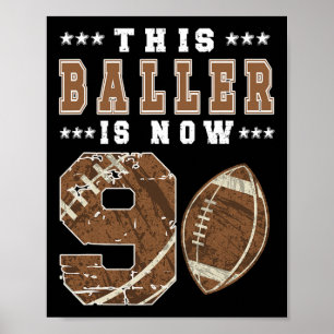 Affiche 9e Anniversaire Football Garçon Neuf Anniversaire