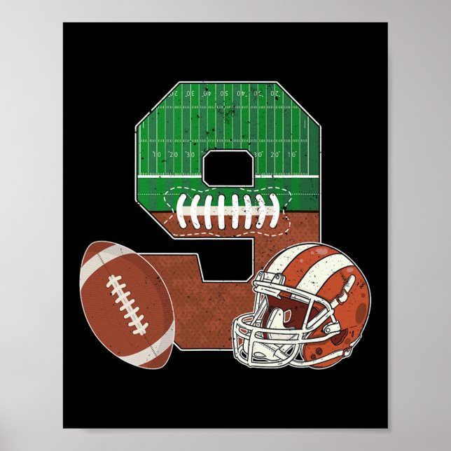 Affiche 9e anniversaire Football Thème 9 ans Boy Party (Devant)