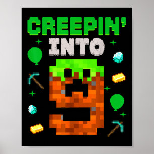 Affiche 9e Anniversaire Gamer Pixel Creepin’ In 9 Video Ga