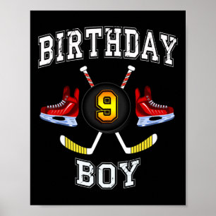 Affiche 9e anniversaire garçon - Hockey sur glace enfant d