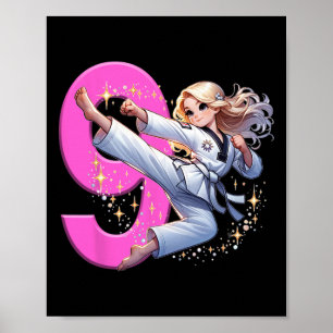 Affiche 9e anniversaire Girl Martial Arts Party Taekwondo 