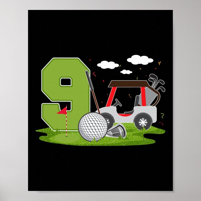 Affiche 9e Anniversaire Golf 9 Anniversaire Fête Golfe (Devant)