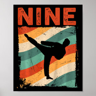 Affiche 9e anniversaire Taekwondo Fighter 9 ans Girls Bo