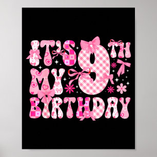 Affiche 9e Anniversaire Thème Coquette Fille de Neuf Ans C