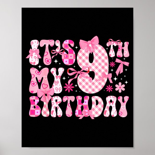 Affiche 9e Anniversaire Thème Coquette Fille de Neuf Ans C (Devant)