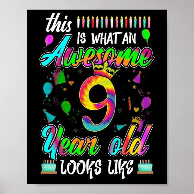 Affiche 9th Birthday Awesome 9 Year Old Looks Like (Devant)