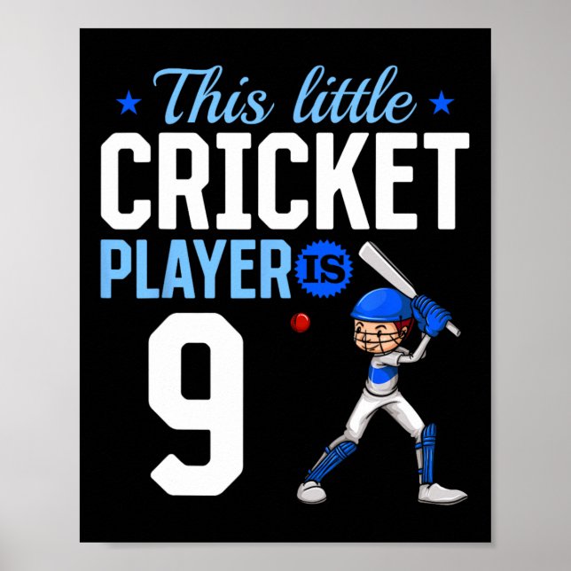Affiche 9th Birthday Cricket Player  (Devant)
