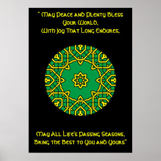 Affiche A42 Celtic Kaleidoscopic Mandala - Irish Blessing.