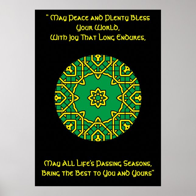 Affiche A42 Celtic Kaleidoscopic Mandala - Irish Blessing. (Devant)
