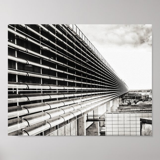 Affiche A4 Noir et Blanc de Bâtiment Industriel (Devant)