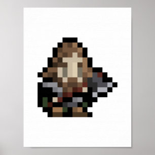 affiche à 8 bits d'art de pixel du nain 16x16
