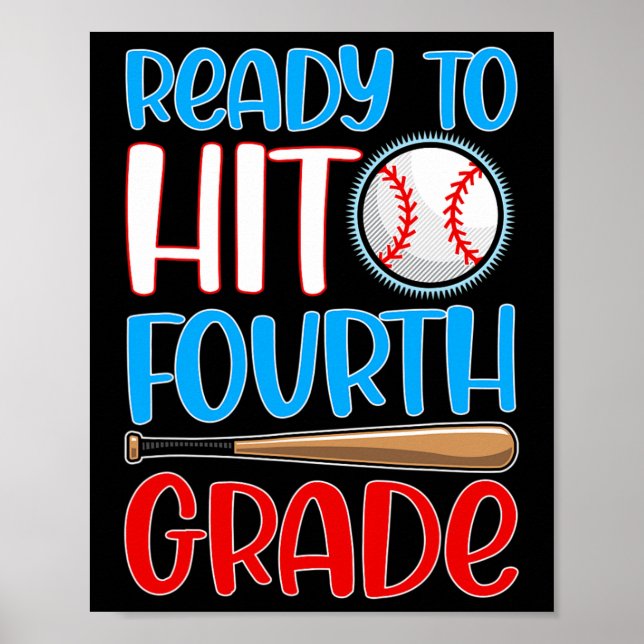 Affiche À Atteindre 4e année de baseball Lover Retour à l' (Devant)