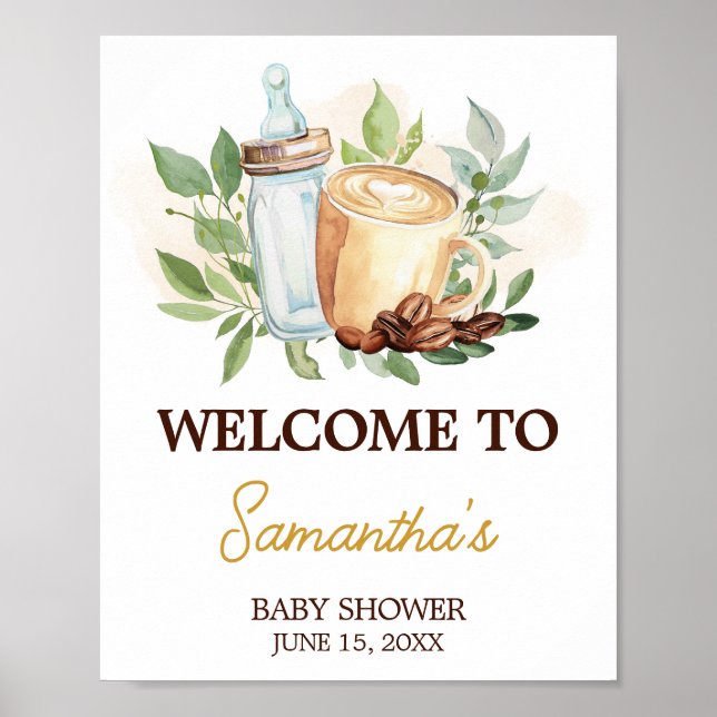 Affiche A Baby is Brewing Coffee Welcome Sign (Devant)