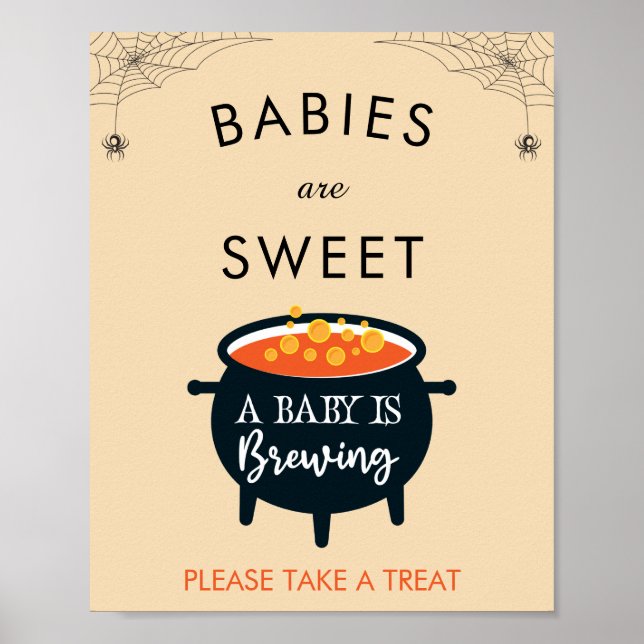 Affiche A Baby Is Brewing Halloween Baby Shower Favor Post (Devant)