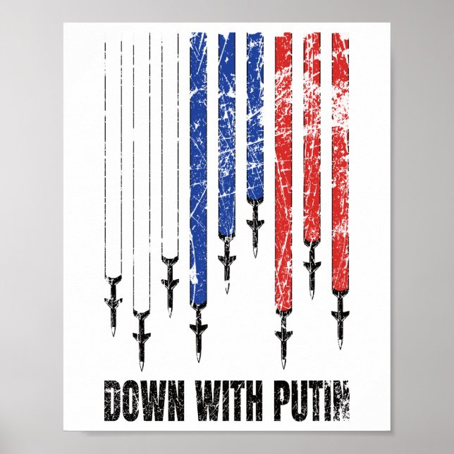 Affiche A bas Poutine contre la paix Ukraine (Devant)