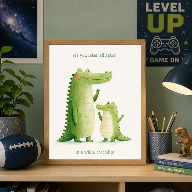 Affiche À bientôt alligator mignon crocodile (Créateur téléchargé)