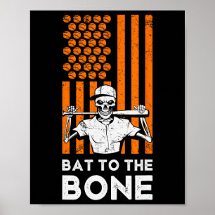 Affiche À Bone Halloween Baseball Skeleton Baseball B