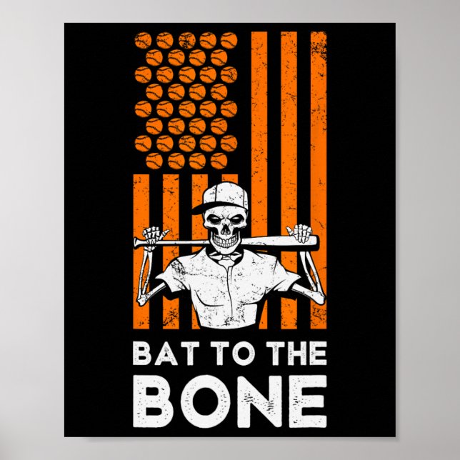 Affiche À Bone Halloween Baseball Skeleton Baseball B (Devant)