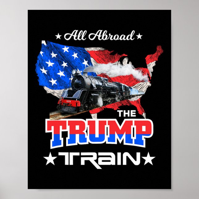 Affiche À Bord Du Drapeau Américain Trump Train 2022 (Devant)