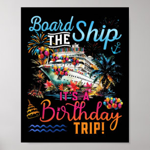 Affiche À Bord Du Navire C'Est Un Anniversaire Voyage Fami