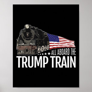 Affiche À bord du Trump Train 2020 - Réélection du drapeau