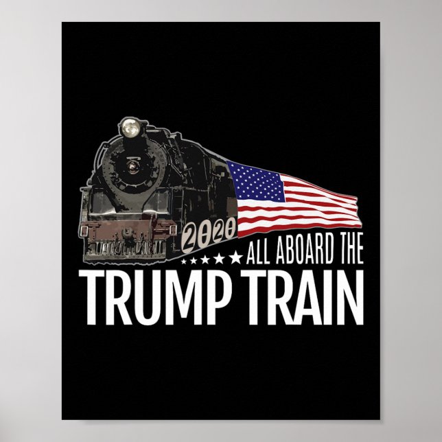 Affiche À bord du Trump Train 2020 - Réélection du drapeau (Devant)