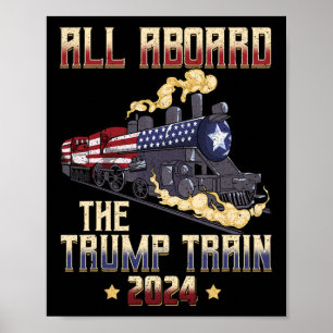 Affiche À bord du Trump Train 2024 American Flag 1