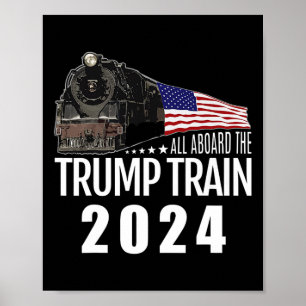 Affiche À bord du Trump Train 2024 American Flag 2