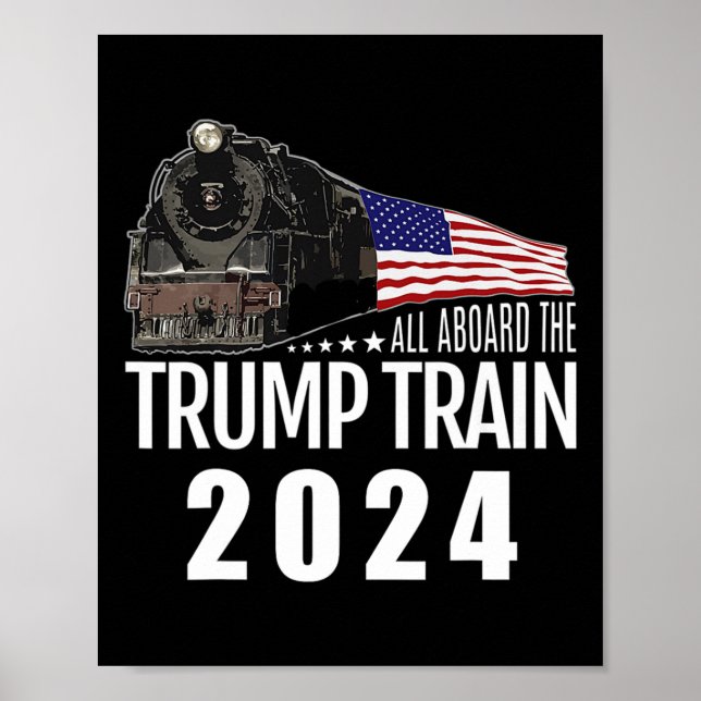Affiche À bord du Trump Train 2024 American Flag 2 (Devant)