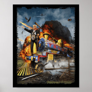 Affiche À Bord Du Trump Train Drôle Donald Trump 2024 Ele