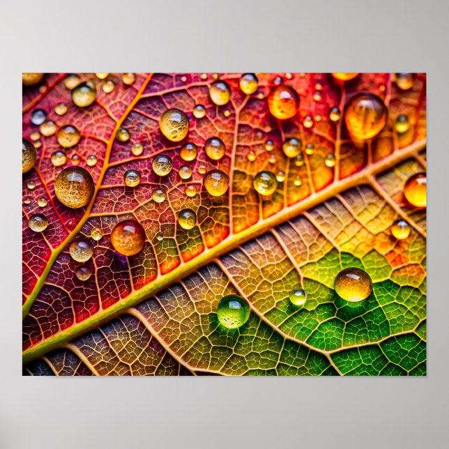 Affiche A close-up of a vibrant, textured leaf (Devant)