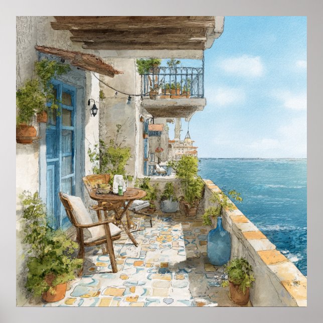 Affiche A Cosy Seaside Balcony (Devant)