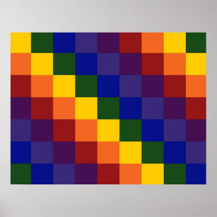 Affiche à damiers arc-en-ciel