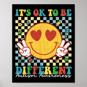 Affiche à damiers Il Est Bon D'Être Différents Autistes