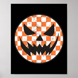 Affiche à damiers Motif Halloween Face Enfants tendance