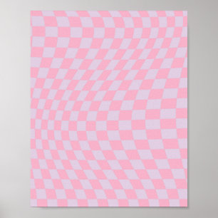 Affiche à damiers Motif Lilac Pink Check Checkerboard