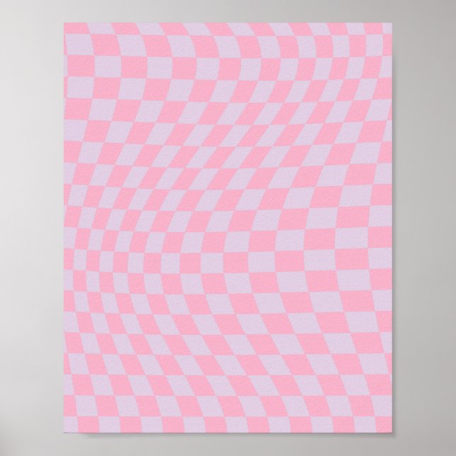 Affiche à damiers Motif Lilac Pink Check Checkerboard (Devant)
