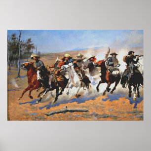 Affiche A Dash for the Timber, Frederick Remington,