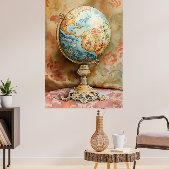Affiche A decorative globe adorned with floral motifs (Salon 3)