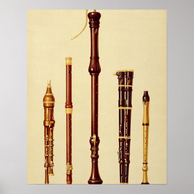 Affiche A double flageolet, a German flute, a bass recorde (Devant)