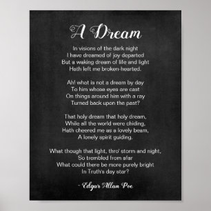 Affiche A Dream Poem by Edgar Allan Poe Black and White