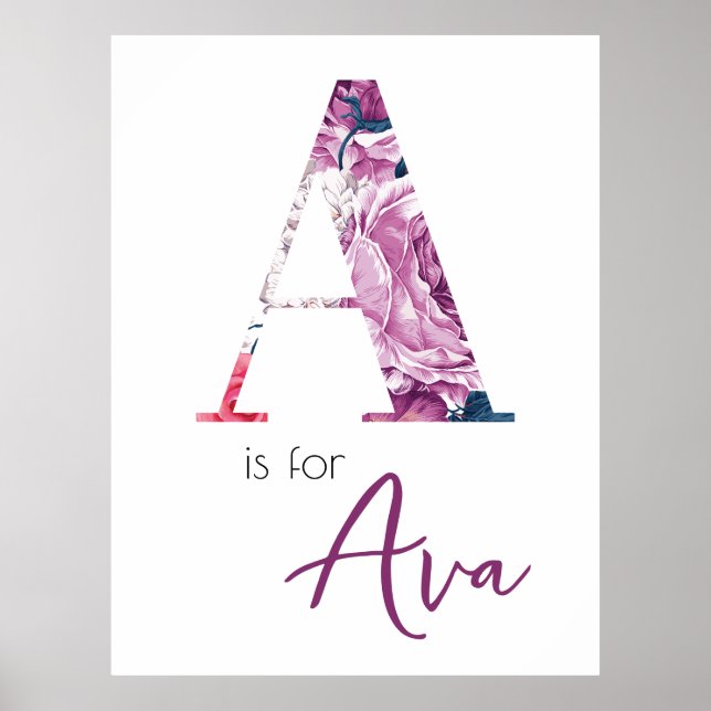 Affiche A est pour la révélation du prénom de bébé Ava Flo (Devant)
