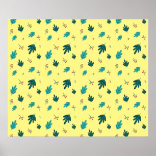 Affiche À feuillage persistant Tree Feuilles et Red Holly 