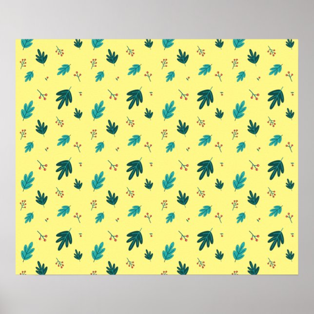 Affiche À feuillage persistant Tree Feuilles et Red Holly  (Devant)