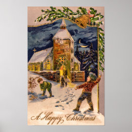 Affiche A Happy Christmas Vintage