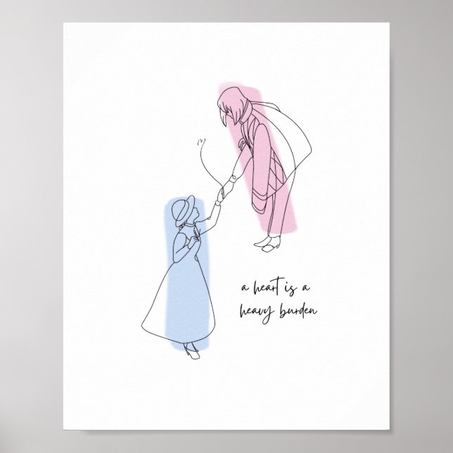 Affiche a heart is a heavy burden minimal design  (Devant)