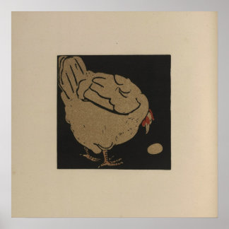 Affiche A Hen regarde son oeuf